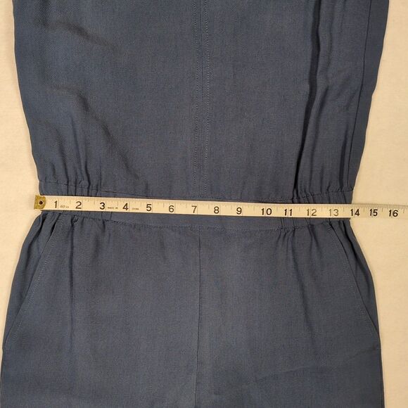J. Crew Jumpsuit Womens 0 Sleeveless Blue Lyocell Cropped Straight Leg Pants - Picture 7 of 14